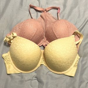 MWT Pair of Two 36C Laced Pastel PINK Bras